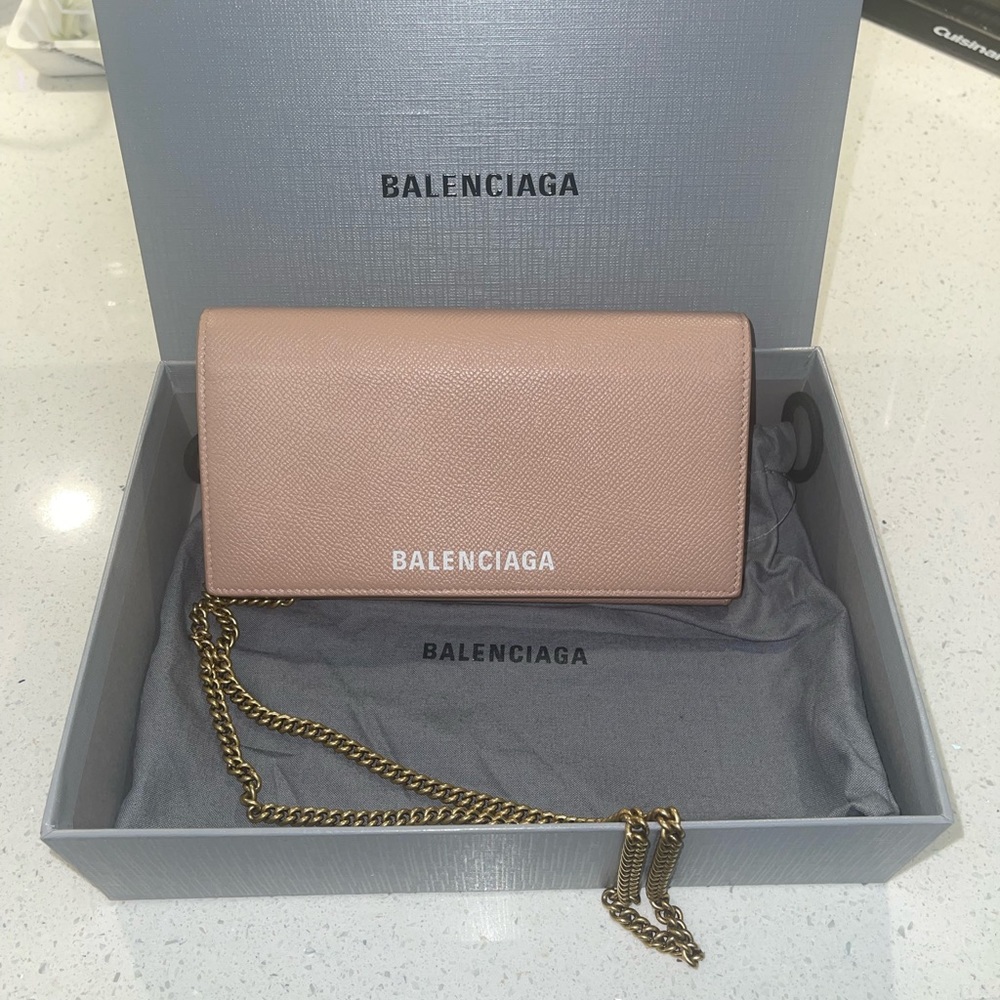 Nude Authentic Balenciaga Gold Chain Crossbody Bag